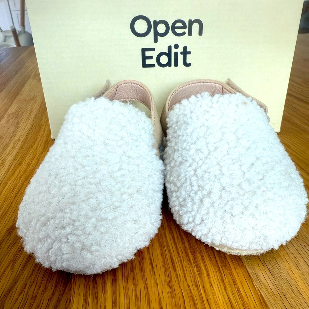 Open Edit Fuzzy Cream Slingbacks, 5T